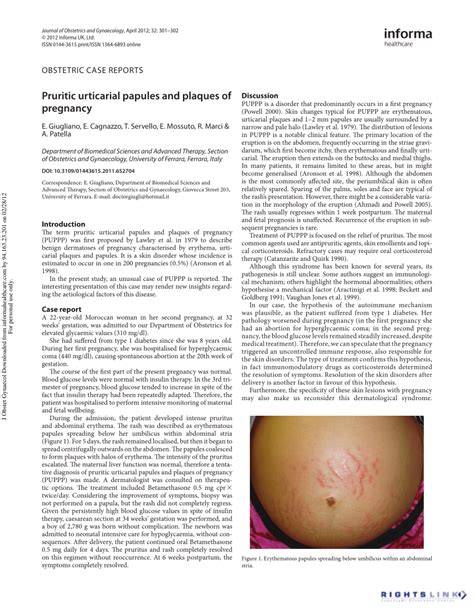 Pdf Pruritic Urticarial Papules And Plaques Of Pregnancy