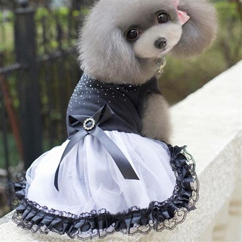 Black Rhinestone Pet Dog Dress Princess Tutu Dress Party Wedding Dress