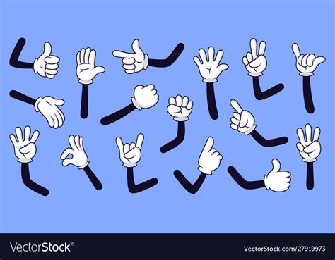 Cartoon Gloved Arms Comic Hands In Gloves Retro Vector Image