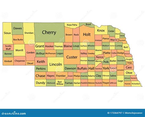 Nebraska County Maps Stock Photo 185499660