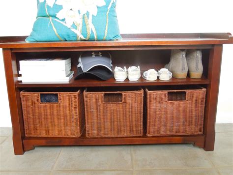 Do you guys recognize this entryway storage bench from the pottery barn catalog?? Pottery Barn Entryway Bench And Shelf | Home Design Ideas