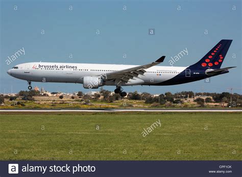 Brussels Airlines Airbus A330 300 Arriving In Malta Stock Photo Alamy