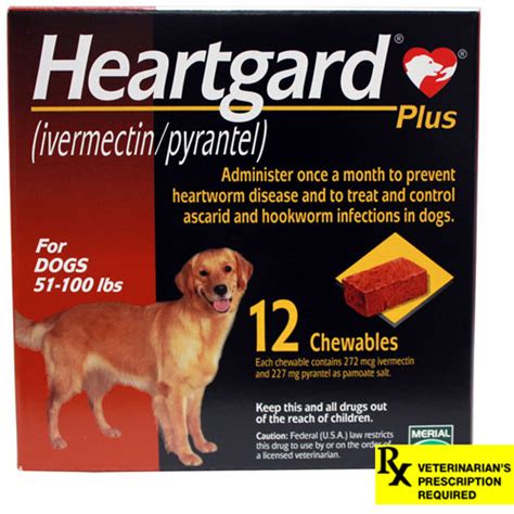 Compare prices for generic heartgard for dogs substitutes: Heartgard Plus for Dogs 51-100 lbs, 12 Chewables (Brown ...
