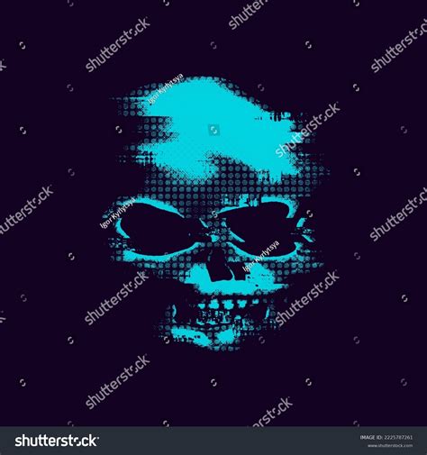 Glitched Sign Skull Bitmap Effect Danger Stock Vector Royalty Free