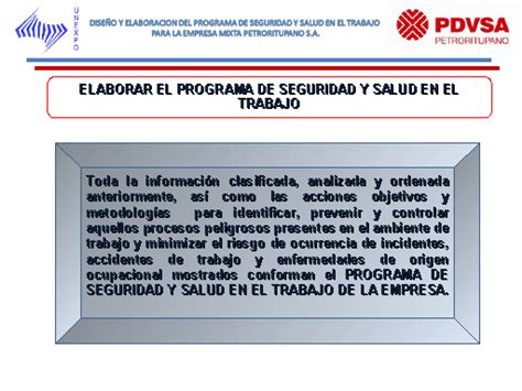 Dise O Y Elaboraci N Del Programa De Seguridad Y Salud En El Trabajo