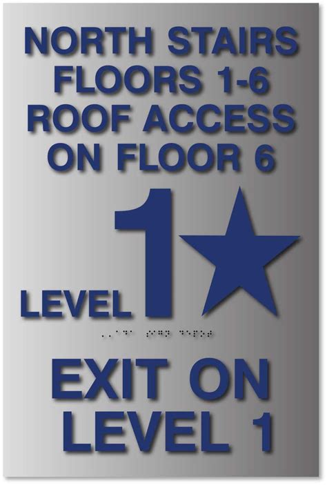 Stairwell Floor Level Sign Brushed Aluminum Ada And Fire Compliant