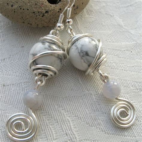 Wire Wrapped Earrings In Howlite Wire Wrapped Earrings Accessories