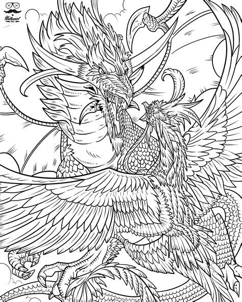 Adult Coloring Book Dragon Life Dragons And Dragon Masters In Fantasy