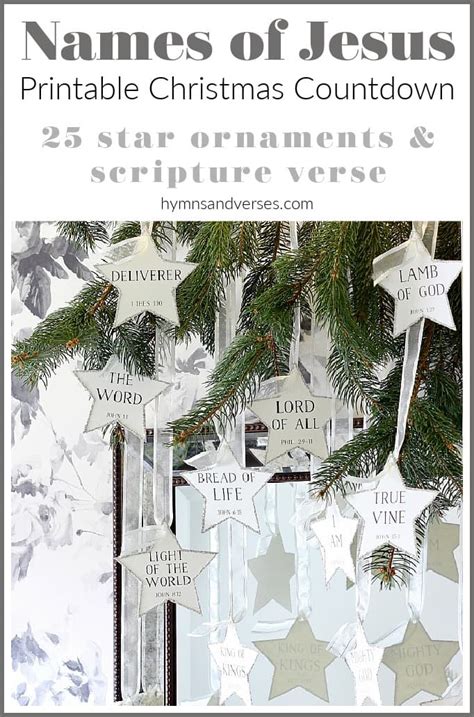 Printable Christmas Countdown Names Of Jesus Hymns And Verses