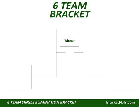 6 Team Bracket Single Elimination Printable Bracket In 14 Different