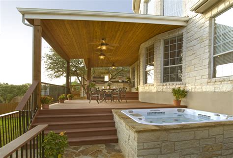 Covered Deck Patio With Lower Level Hot Tub Hot Tub Deck Design Hot