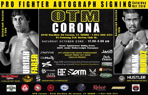 Otm Fight Shop Corona Pro Fighter Autograph Signing Saturday Oct 23
