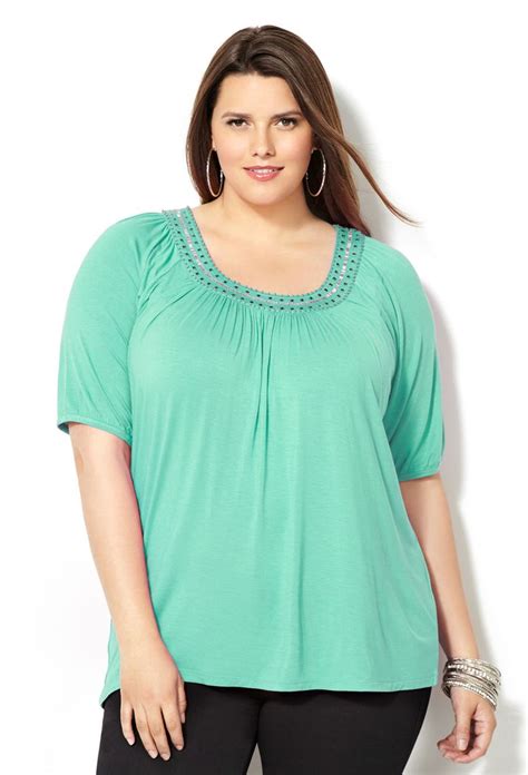 34 Sleeve Embellished Top Plus Size Top Avenue Tops Clothes Plus