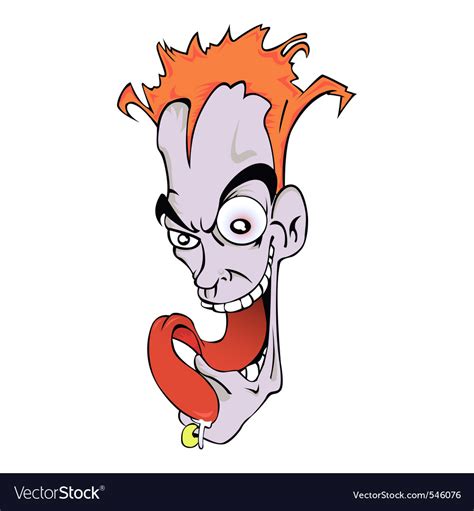 Cartoon Drawing Of A Crazy Face With Long Tongue Vector Image
