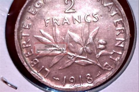 1918 Silver French 2 Francs Au Coin Detail