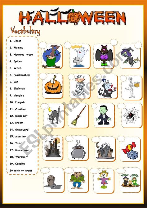 Halloween Vocabulary Esl Worksheet By Llkristianll
