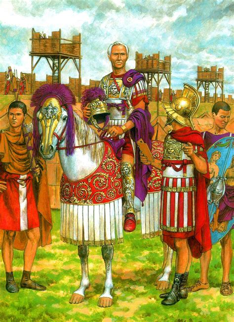 Julius Caesar With His Legionaries At A Fortified Military Camp In Gaul Military Art Military