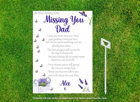 Personalised Dad Memorial Grave Card Heavenly Dad Card Mum Fathers