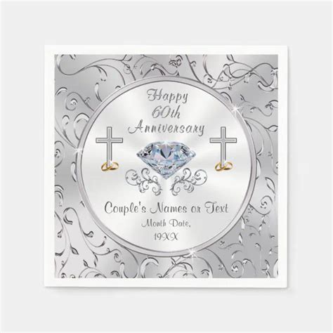 Christian Cross And Rings 60th Anniversary Napkins Zazzle