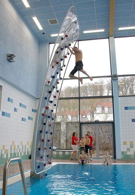 There are many ways to cut corners, but if you want to do it right, be resourceful or save your pennies. A rock climbing wall in a swimming pool. : woahdude