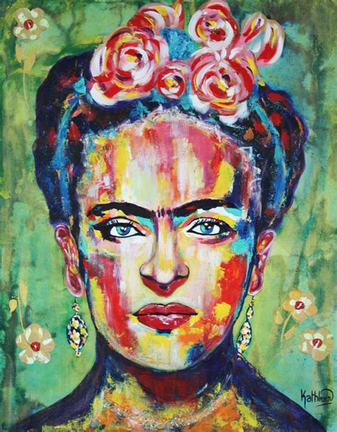 Frida Kahlo Portrait Modern Woman Colorful Painting By Kathleen