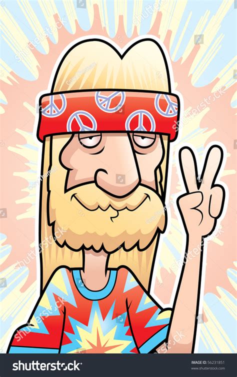 Happy Cartoon Hippie Making Peace Sign Stock Vector 56231851 Shutterstock