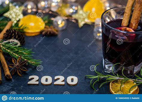 Happy New Year 2020 Still Life Concept On Dark Slate Board Stock Photo ...