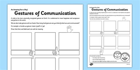 Gestures Of Communication Worksheet Worksheet Twinkl