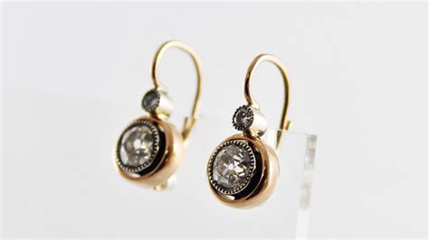 Gold And Silver Earrings Diamonds 155ct Etsy