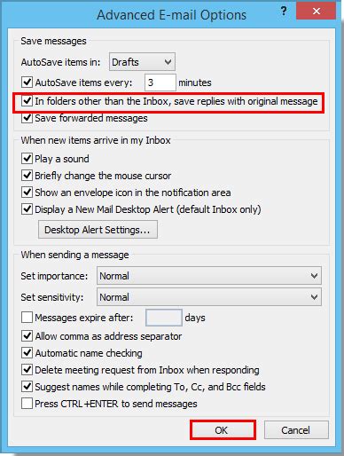 How To Save Replies With Original Message In Same Outlook Folder