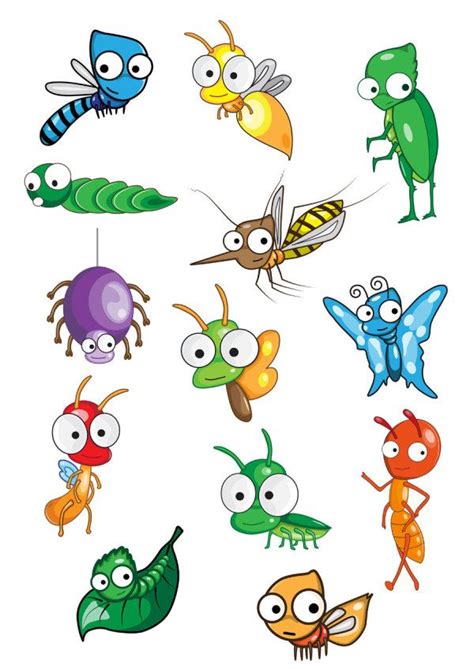 Funny Cartoon Insects Vector Set 05 For Free Download Free Vector