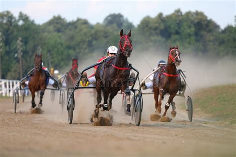 Horses And Riders Running At Horse Races Editorial Stock Photo Image