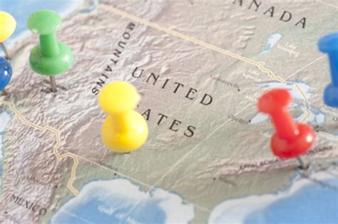 Free Image Of Us Travel Concept Pins On United States Map Freebie