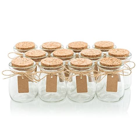 Juvale Clear Glass Bottles With Cork Lids 12 Pack Of Small Transparent