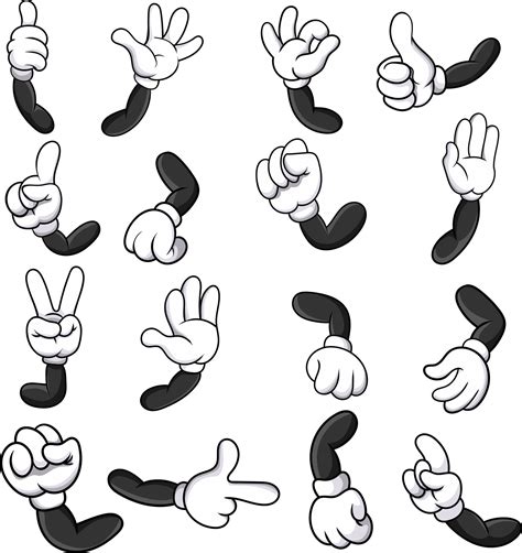 Cartoon Gloved Hands With Different Gestures 7098198 Vector Art At Vecteezy