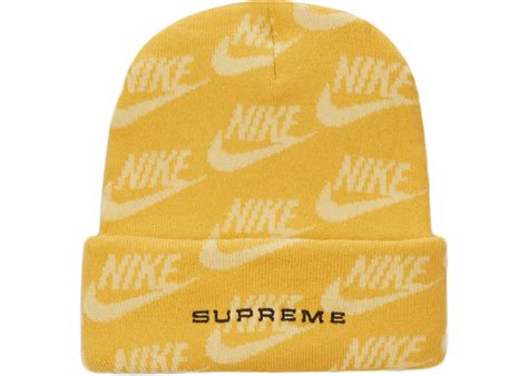 Supreme Nike Jacquard Logos Beanie Pale Yellow Ss21 Gb