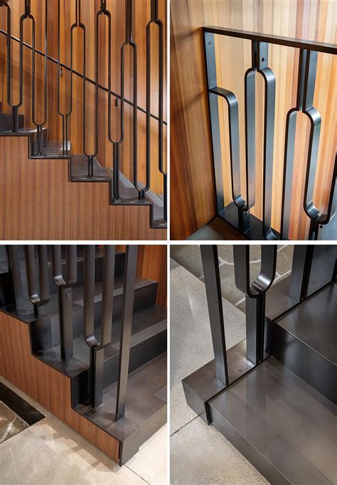 You can include a simple stair railing for a small staircase with a small desk underneath. This Black Metal Stair Railing Makes A Strong Statement With Its U-Shaped Design
