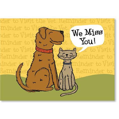 We Miss You Veterinary Reminder Postcards Pet Reminder