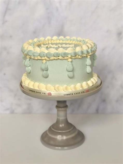 Retro Baby Blue Buttercream Cake Birthday