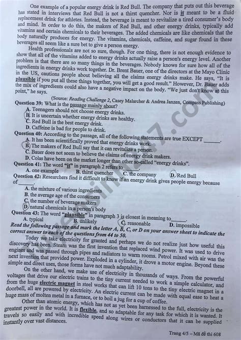 Độ dài các câu tương đối hợp lý. Đề thi thử tốt nghiệp THPT năm 2021 tỉnh Thái Nguyên đợt 2 ...