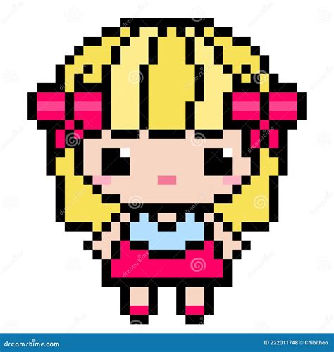 Pixel Art Girl Cartoon Vector 111875647