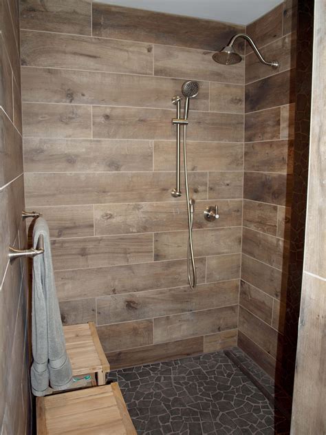 Wood Look Tile On Walls Bathroom Shower Design Wood Tile Shower