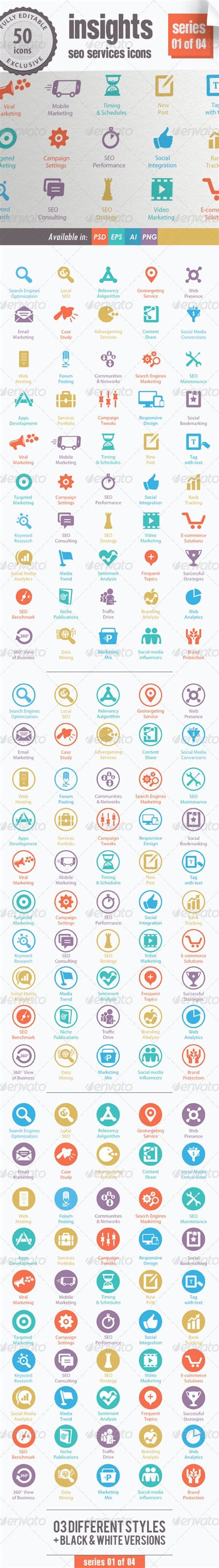 Insights Seo Services Icons Series 01 Of 04 By Kh2838 Graphicriver