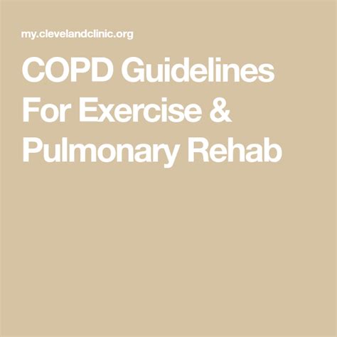 Copd Guidelines For Exercise And Pulmonary Rehab Copd Rehab Copd