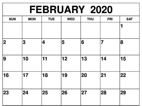 February 2020 Calendar Pdf Excel Sheet Free Printable Calendar