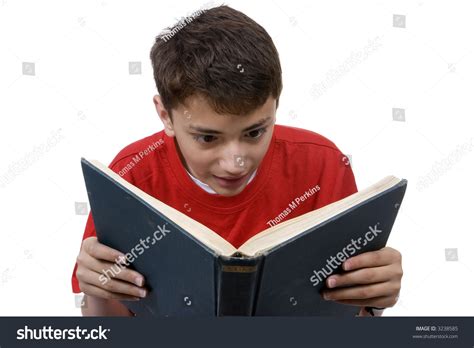 Young Boy Reading Book Isolated On Stock Photo 3238585 Shutterstock