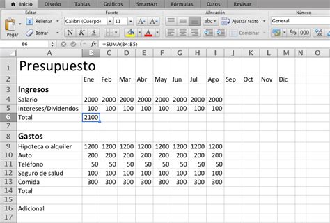 Ejemplos De Presupuestos En Excel