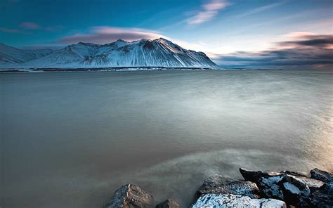Hd Wallpaper Iceland Charming Scenery Sea Snow Capped Mountains