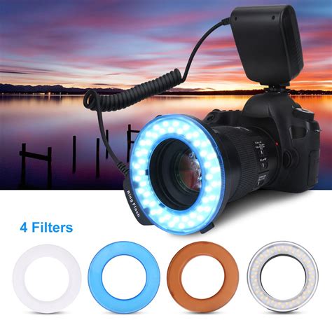 Mgaxyff Camera Accessoryportable Led Ring Flash Battery Operated Fill Light With Color Filters