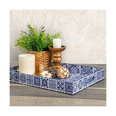 Large Decorative Serving Tray For Coffee Table Moroccan Navy Blue Tray